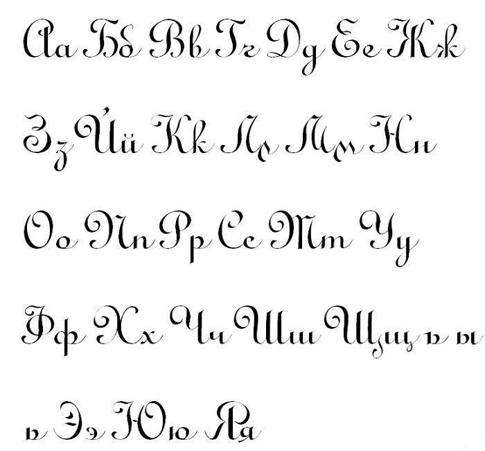 Каллиграфический алфавит русский