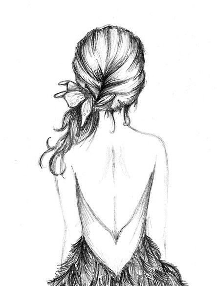 Девушка со спины рисунок