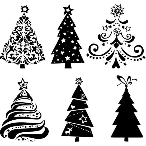 Силуэт елочки трафарет