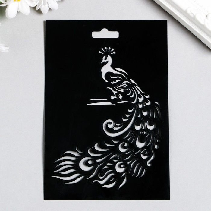 Трафарет павлинье перо