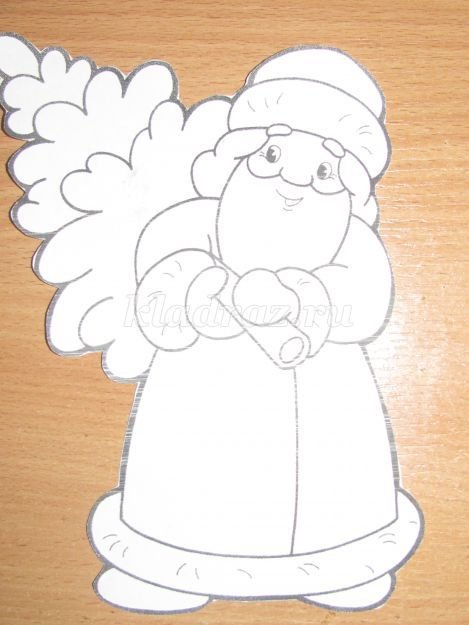 Шаблон Деда Мороза для аппликации из бумаги