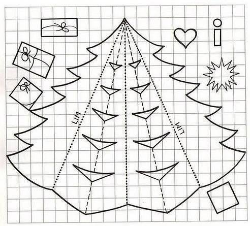 Трафарет объёмной ёлочки