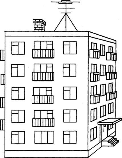 Пятиэтажный дом раскраска