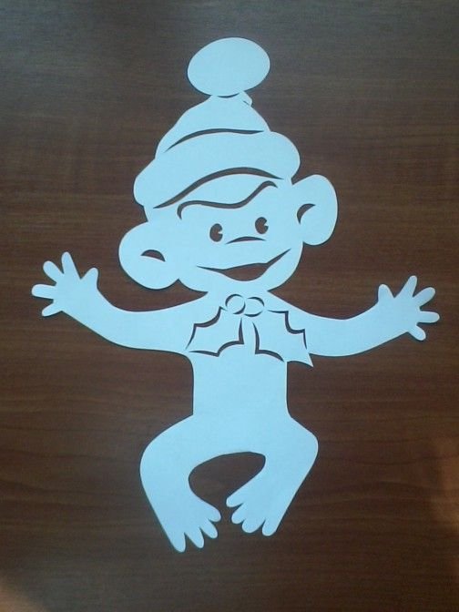 Трафарет на окно новый год обезьяны