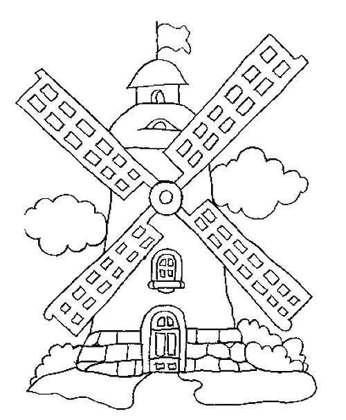 Ветряная мельница раскраска