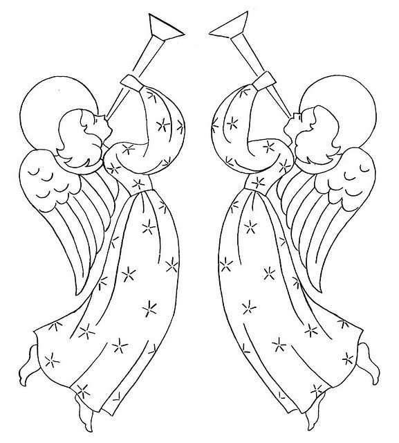 Ангелочки трафарет