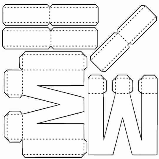 Объемная буква м трафарет
