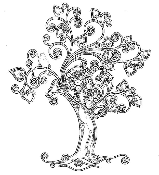 Трафарет дерево для квиллинга