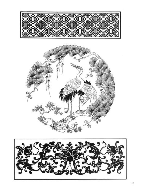 Китайские орнаменты и узоры трафареты
