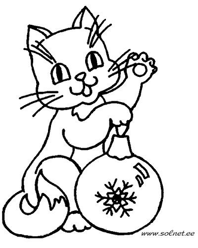 Новогодние котики раскраски для детей