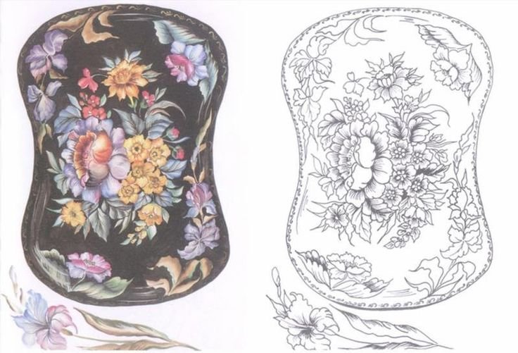 Расписной Жостовский поднос эскиз