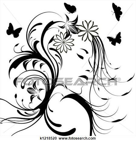 Силуэт девушки в цветах