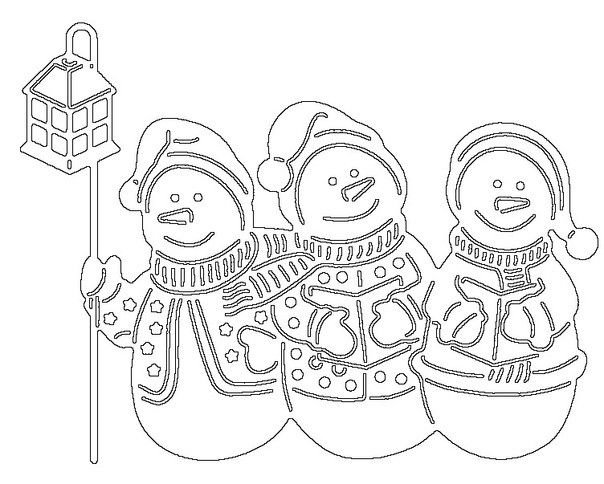 Вытынанка Новогодняя Снеговик