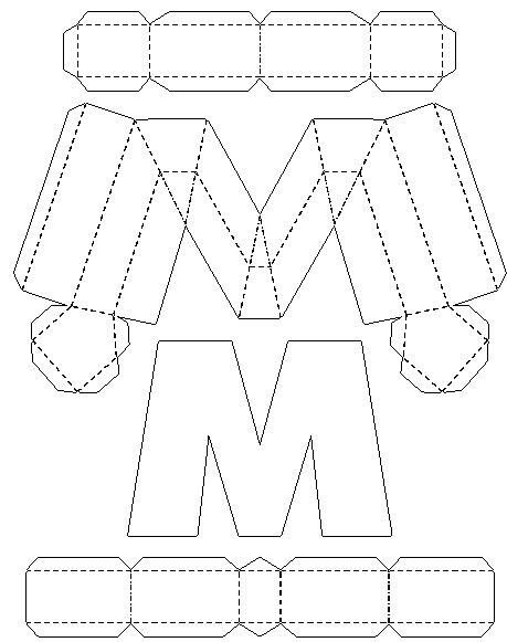 Объемная буква м трафарет