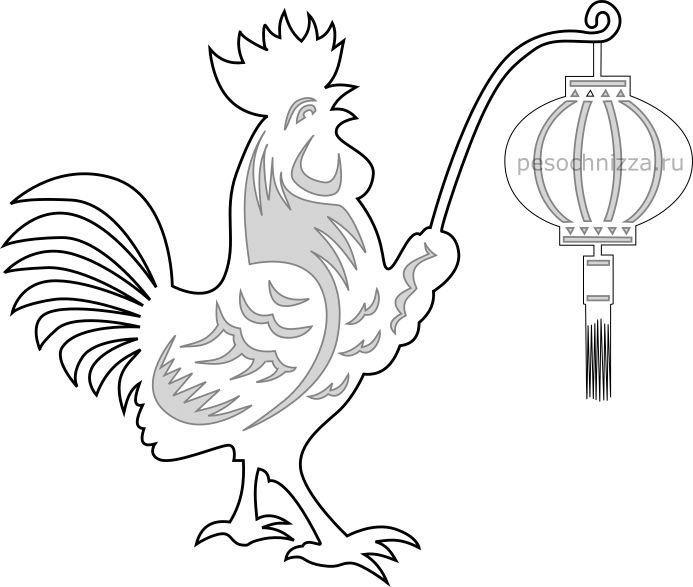 Петух трафарет на окно