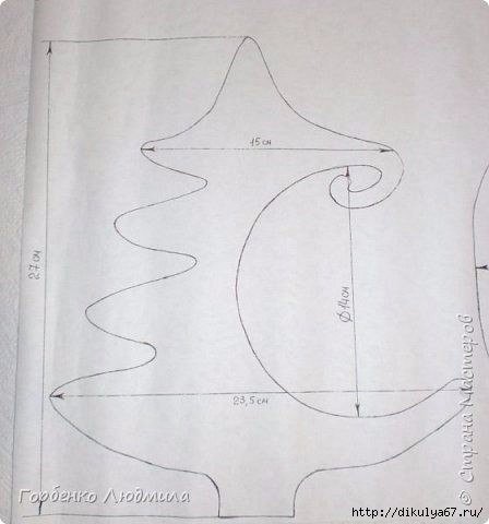 Трафарет елки на подставке
