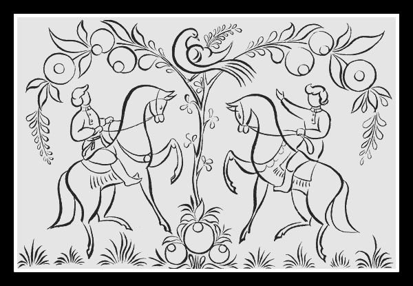 Композиция Городецкой росписи