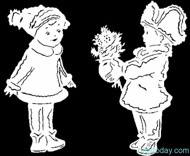 Трафареты на окна новогодние дети