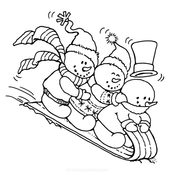 Зима раскраска для детей