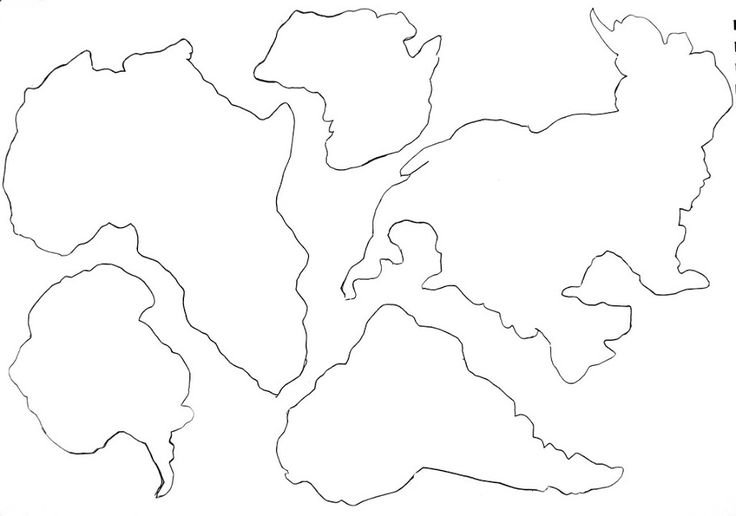 Контуры материков для детей