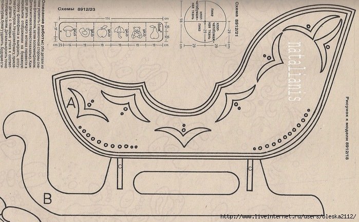 Схема сани Деда Мороза из картона