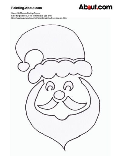 Трафарет головы Деда Мороза для вырезания