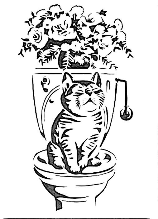 Рисунок кота для выжигания по дереву