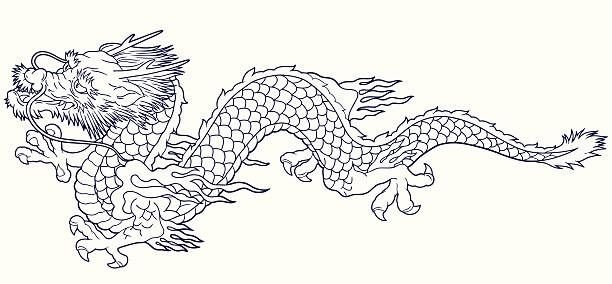 Китайский дракон контур