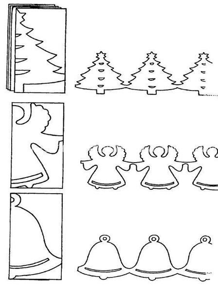 Трафарет гирлянды из бумаги на новый год