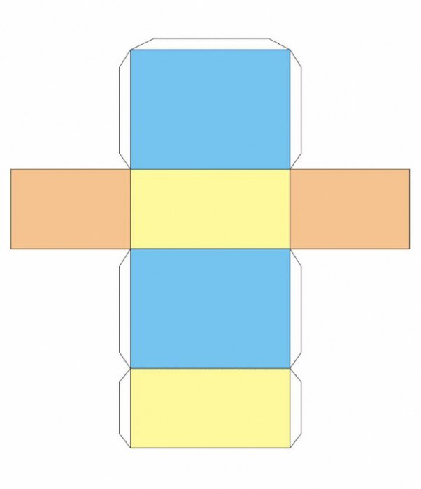 Склеить прямоугольный параллелепипед из бумаги