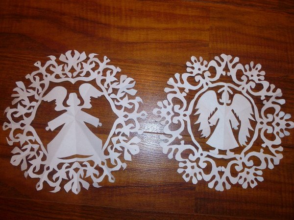 Снежинки ангелочки из бумаги