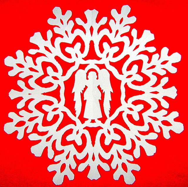 Снежинка ангел из бумаги