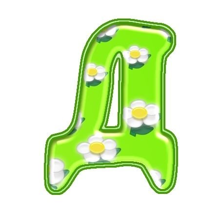 Буквы зеленые с ромашками