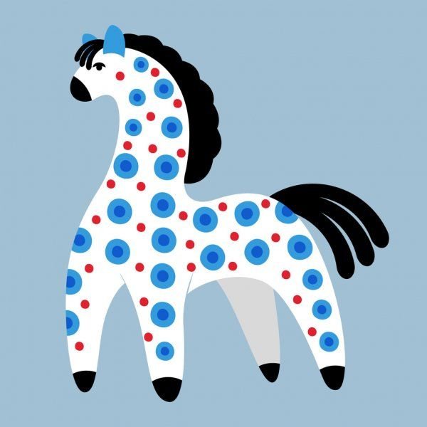 Дымковская игрушка лошадка роспись