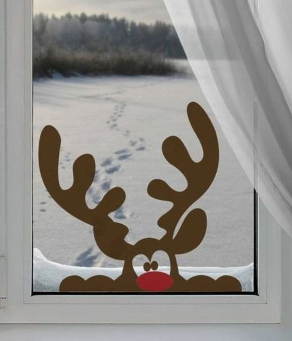 Украшение окон зима