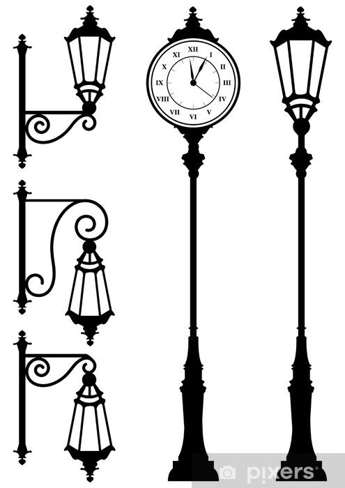 Трафарет старинного уличного фонаря