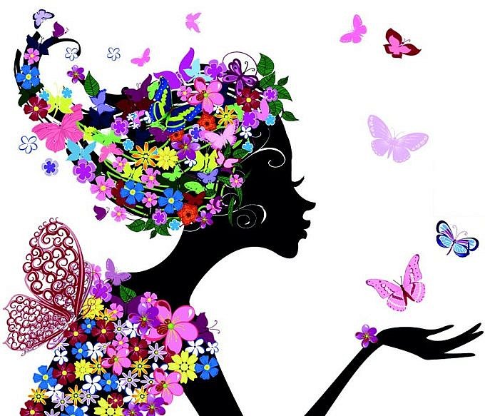 Силуэт девушки с цветком