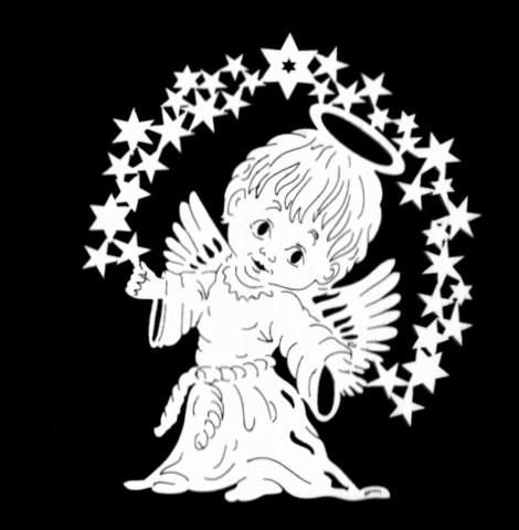 Новогодние вырезалки на окна ангелочки