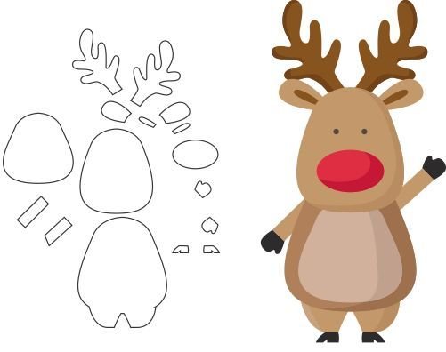 Новогодний олень из фетра выкройка