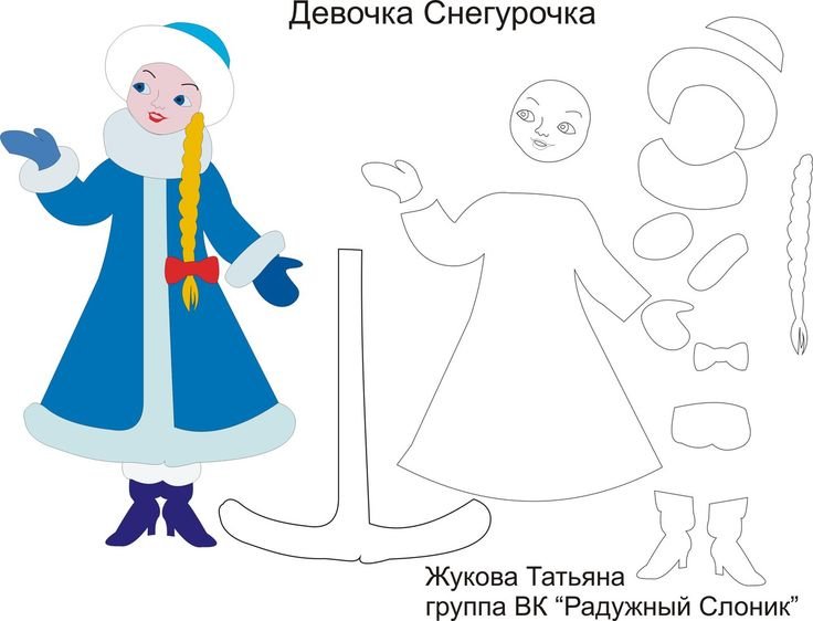 Трафарет Снегурочки для аппликации
