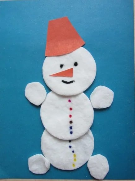 Снеговики из ваты дисков
