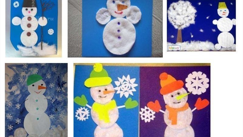 Снеговик из ватных дисков