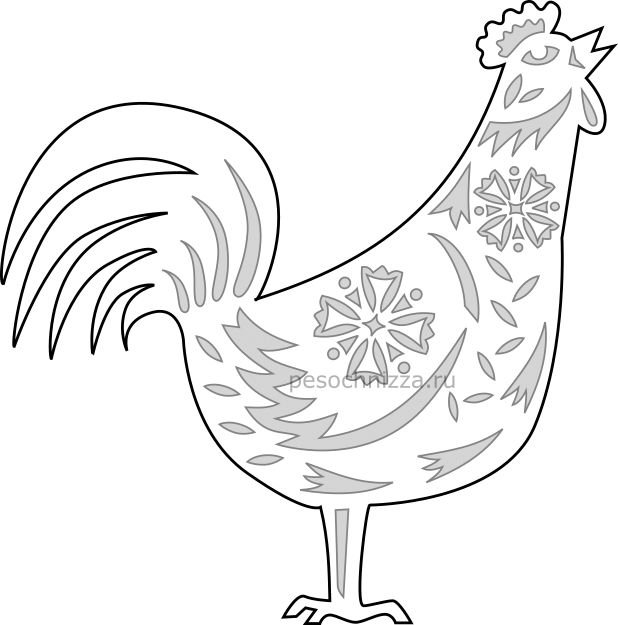 Петушок трафарет