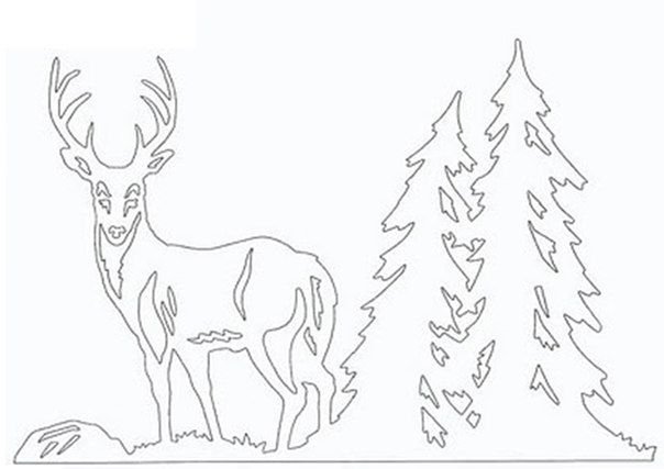 Вытынанки олени на окна