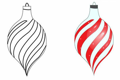 Новогодние игрушки карандашом