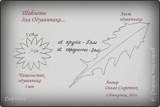 Выкройка листа одуванчика