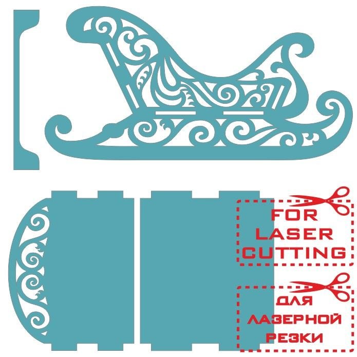 Трафарет новогодних саней