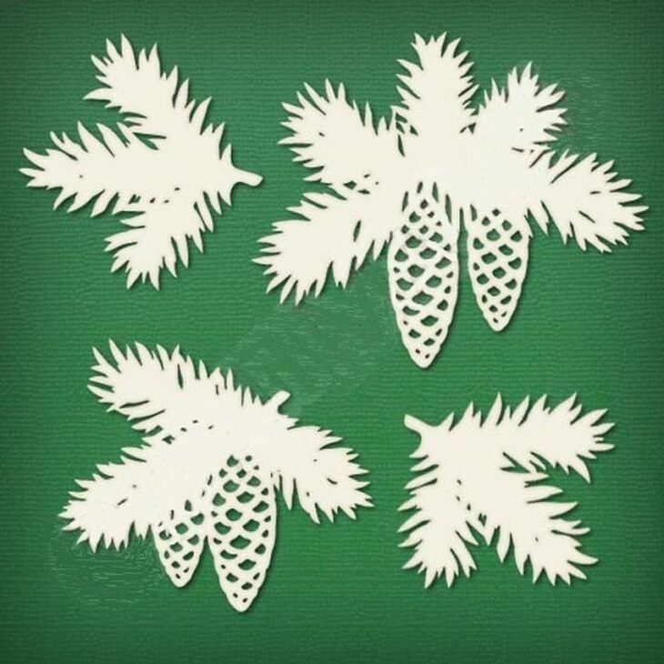 Еловые веточки трафареты на окна