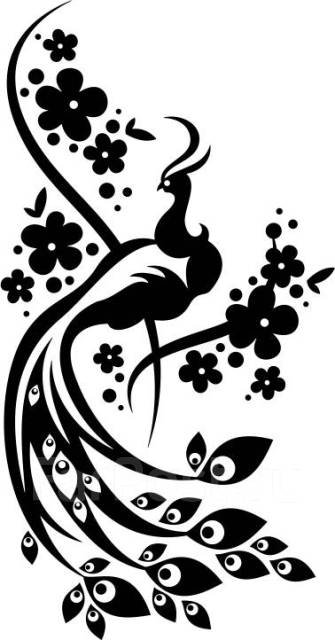 Жар птица трафарет на стене