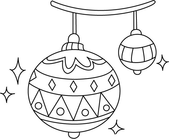 Новогодние шарики раскраска